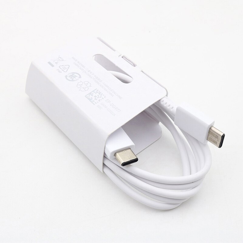 Original Samsung Super cargador rápido 45W PD rápido adaptador Cable de tipo C para Galaxy S20 Ultra S10 más S10E Nota 10 Pro A81 A91 A70: Only White Cable