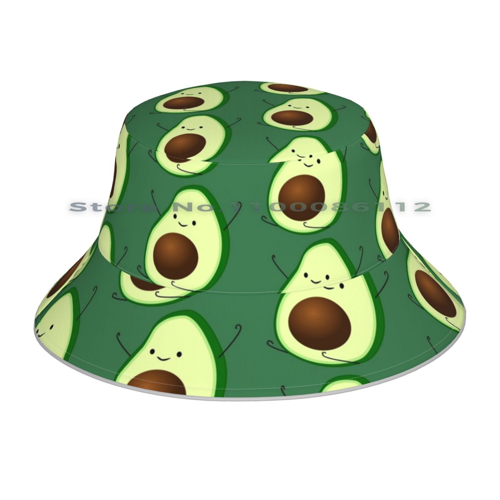 Sombrero de pescador plegable con forma de aguacate para exteriores, gorra de pescador con de aguacate, vegana, feliz y saludable, color verde, Avi