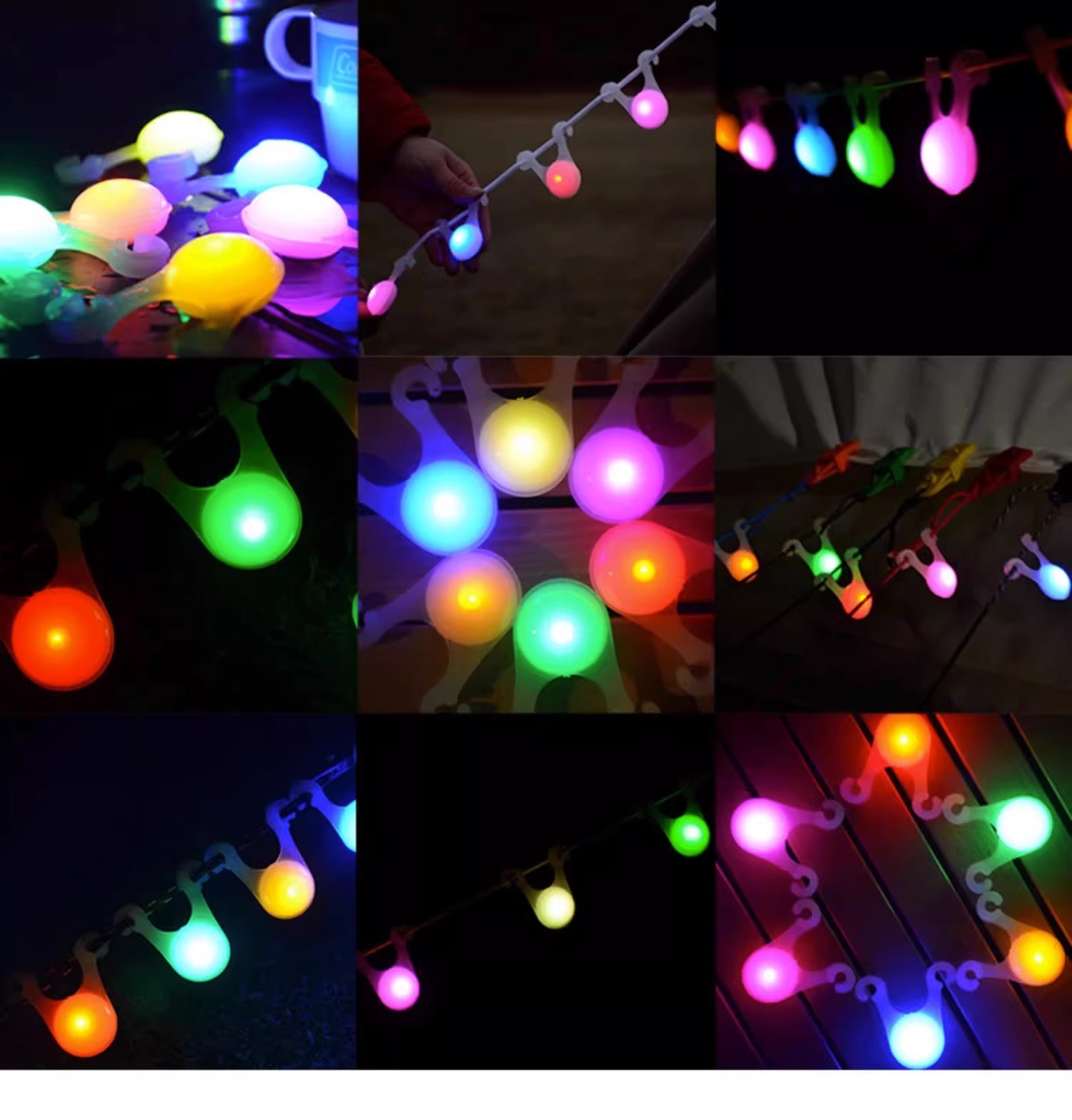 1-20Pcs Outdoor Camping Anti-trip Tent Rope Tip Light Wind Rope Warning Light Tip Light Riding Safety Signal Light Decoration