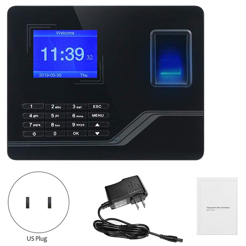US Plug,H5 Attendance Machine Intelligent Biological Fingerprint Password Attendance Machine Employee Sign-In Recorder