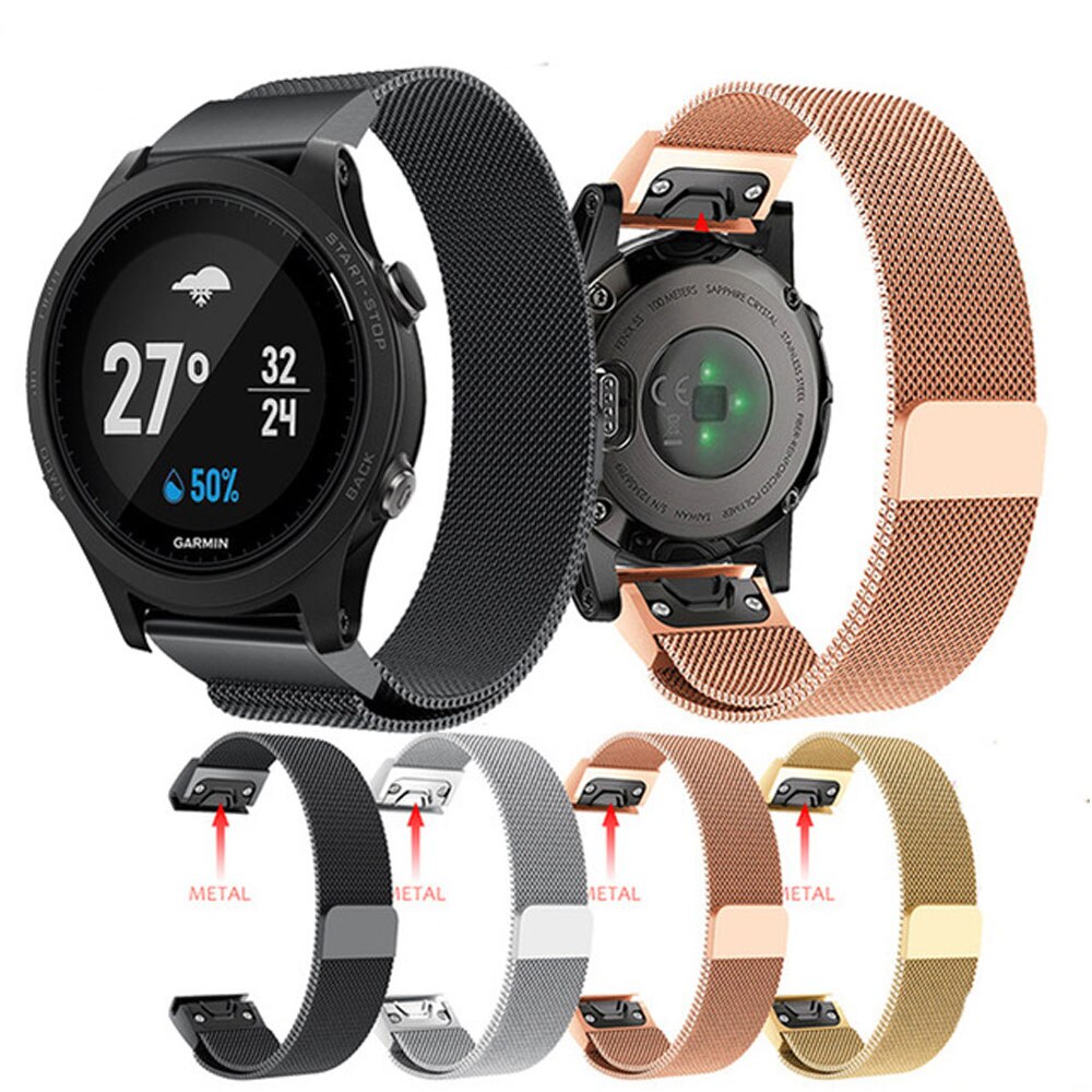 20 22 26mm bracelet de montre magnétique milanais pour Garmin Fenix 5 5S 5X6 6X6 S Pro acier inoxydable métal rapide easyFit bracelet de montre