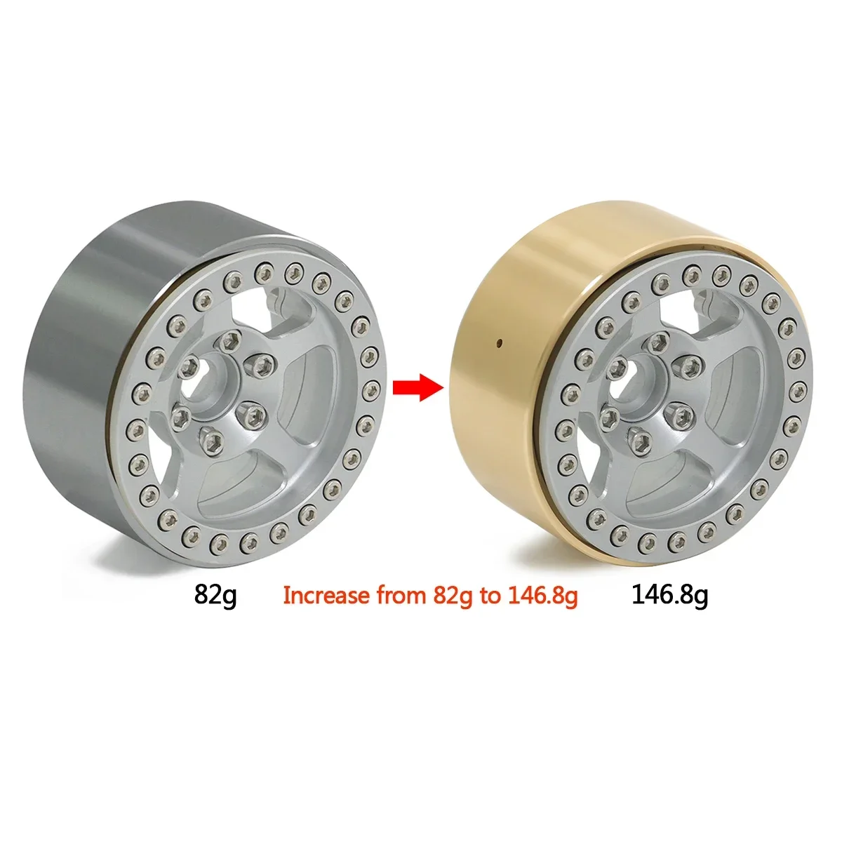 95g latón 1,9 pulgadas Beadlock rueda pesas anillos de abrazadera interna para 1/10 RC Rock Crawler SCX10 II 90046 D90 TRX4 Element Enduro