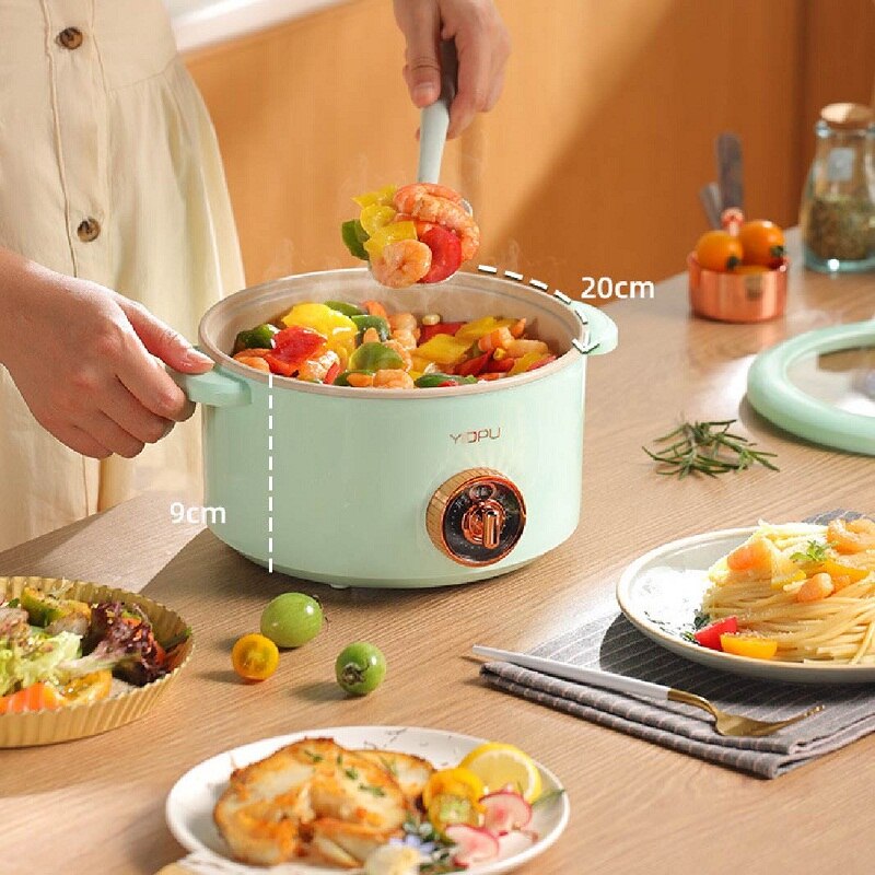 800W Electric Cooking Multicooker Pot Hotpot Rice Cooker Non-stick Electric Skillet Fried Pan Food Steamer 2.5L