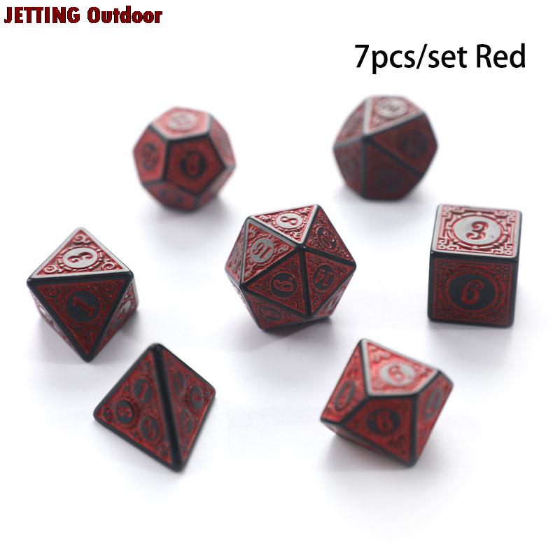 7 pz/set poliedrico 7-Die intagliato modello dadi Set D4 D6 D8 D10 D % D12 D20 per RPG DND forniture di gioco: red