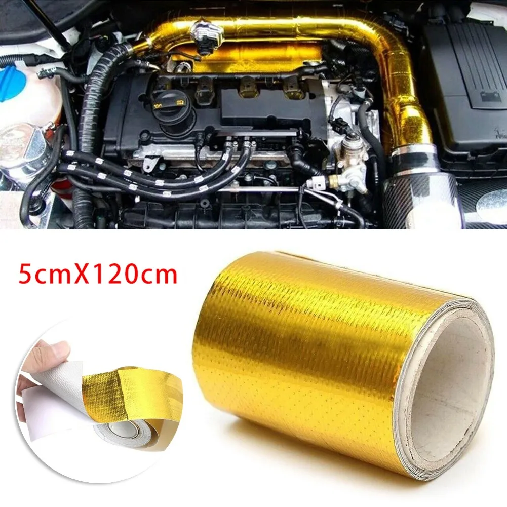 Goud Thermische Uitlaat Tape Luchtinlaat Warmte-isolatie Shield Wrap Reflecterende Hoge Temperatuur Isolatie Tape Folie Tape Voor Auto E