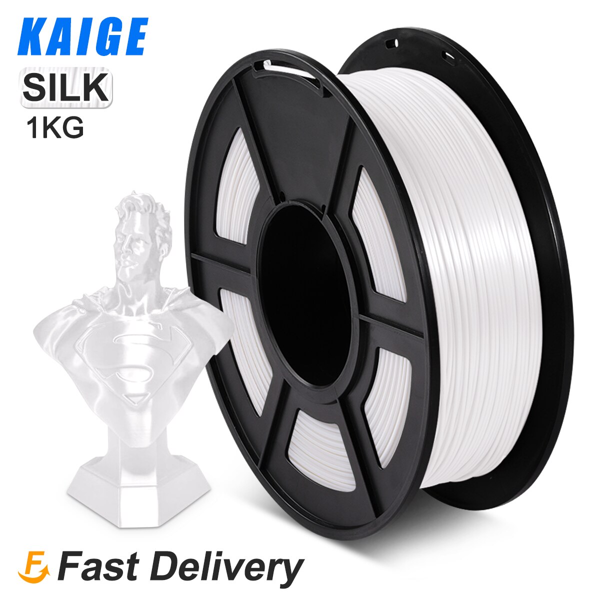 Pla filament pla silk 3d printer filament effect 1kg 1.75mm -/+ 0..02mm 2.2 lbs zijde textuur navullingen biologisch afbreekbaar materiaal zwart: Zijdewit