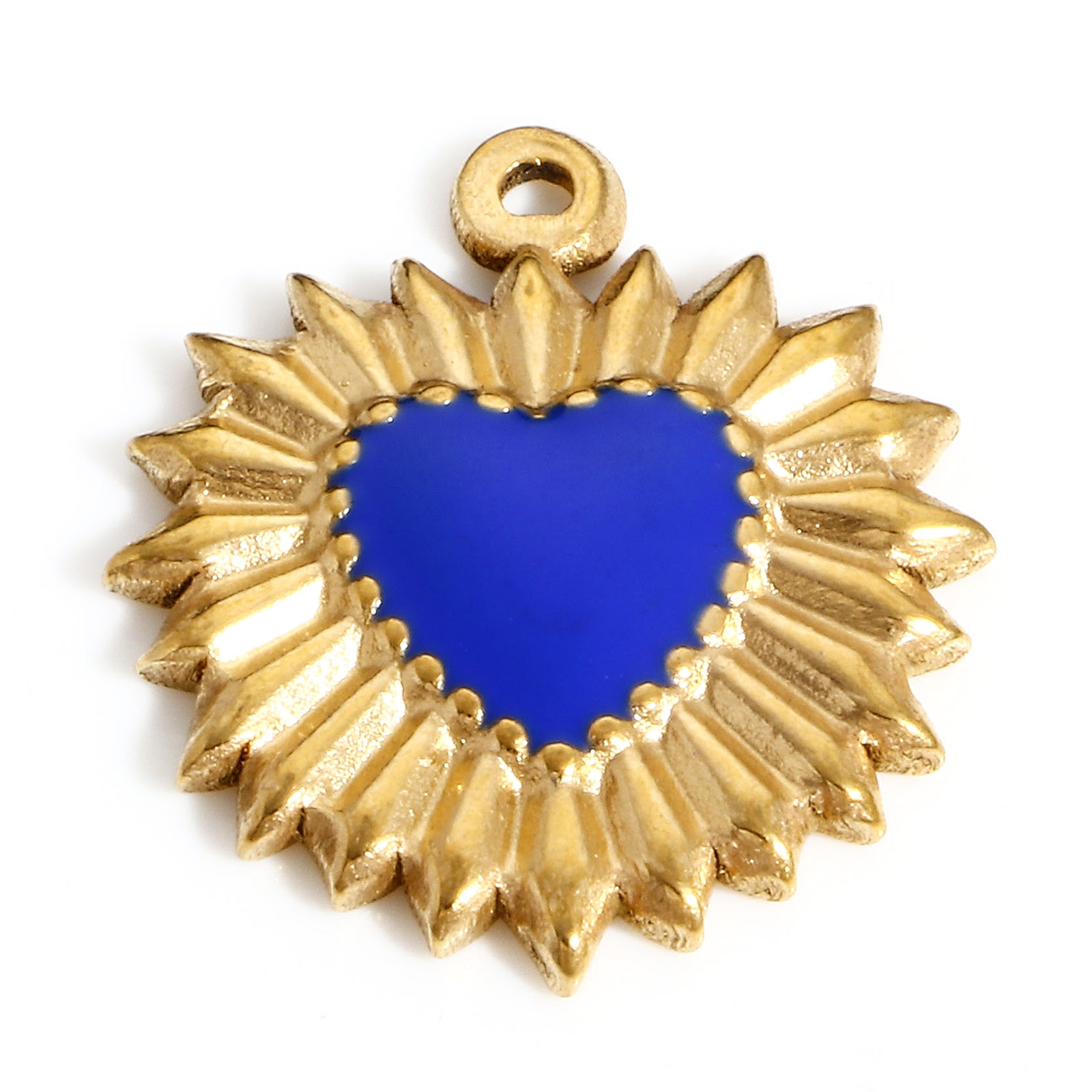 Dijes de corazón de acero inoxidable 304, colgantes de esmalte de mal de ojo religioso para la fabricación de joyas, collar del Día de San Valentín, hallazgos Diy, 1PC: PLATEADO