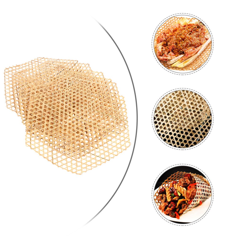 6pcs Cooking Bamboo Mats Liners Mesh Mats Bamboo Fried Dish Mat for Kitchen: As Shown 1