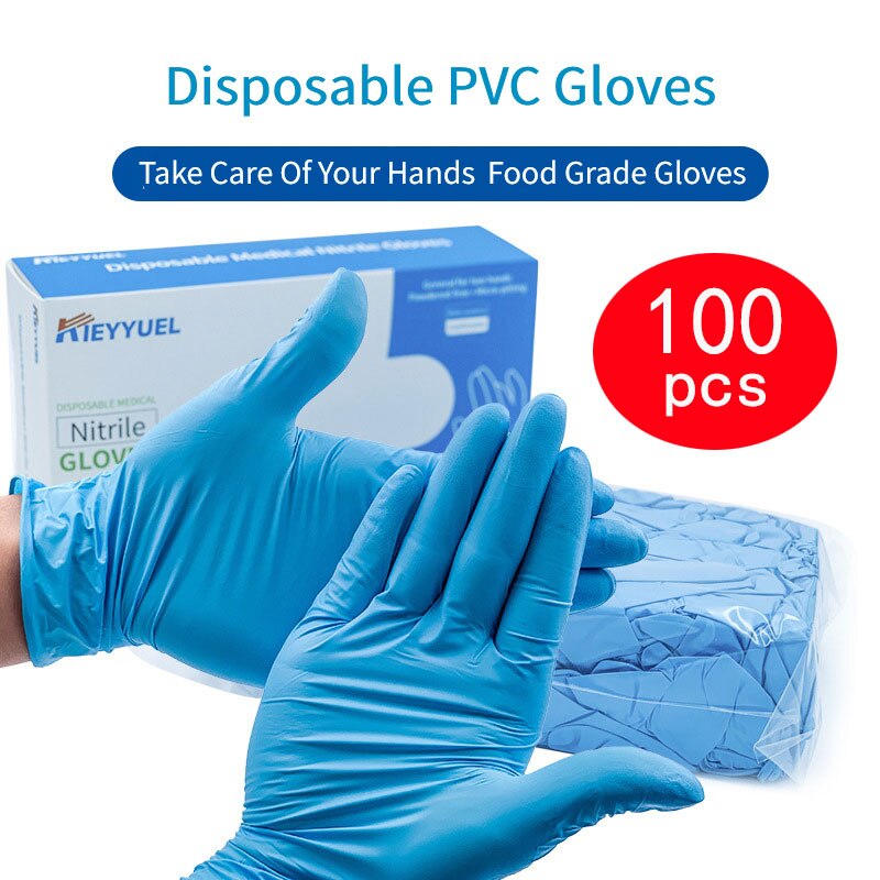 4# 100pcs Nitrile Disposable Gloves Waterproof Powder Household Kitchen Gloves Laboratory Disposable Gloves Перчатки Gloves