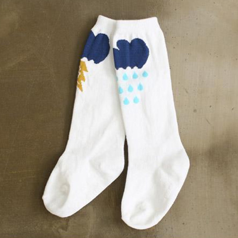 Frühling freundlicher socken Karikatur Wolke regentropfen knie hohe socken kleinkind Baby bein wärmer freundlicher socken herbst bebe calcetines