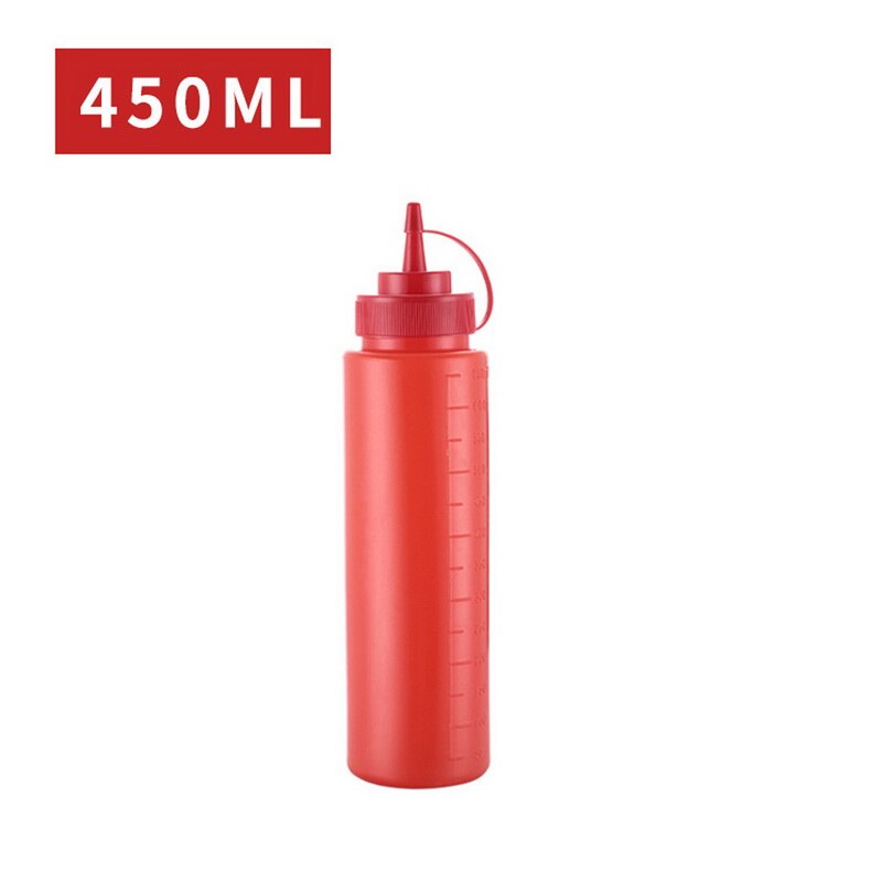 Condiment Squeeze Bottles ,For Ketchup Mustard Mayo Sauces Olive Oil Bottles Kitchen with On Cap Lids Ketchup Mustard bottle: 450ml red
