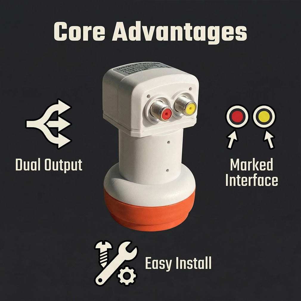 Melhor Sinal Digital Universal KU Band Double LNB 9,75/10,6 GHz Polarização Linear Alto Ganho Baixo Ruído Receptor de Antena Parabólica Atacado
