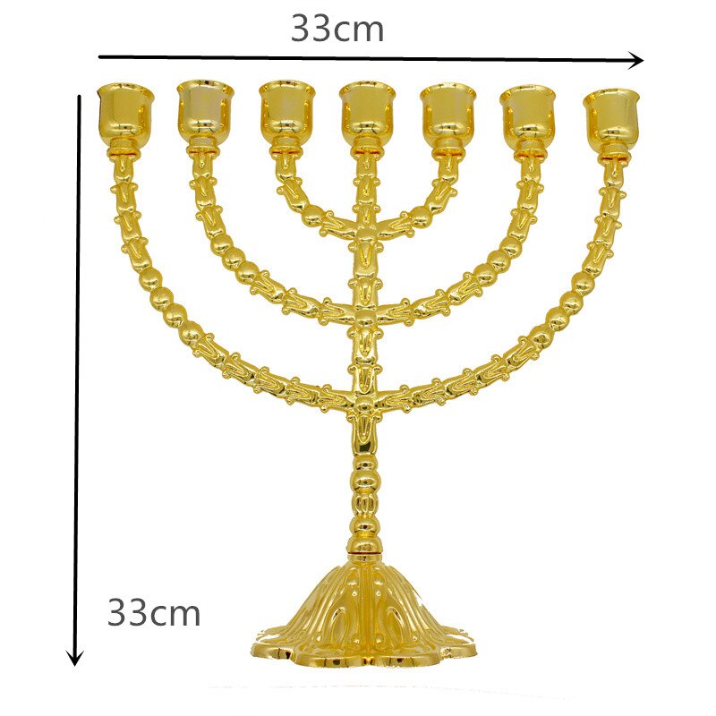 Menorah Hanukkah Candle Holder Jerusalem Home Decor 12 Tribes Jewish Candelabra Judaica 7 Branch Metal Candlestick