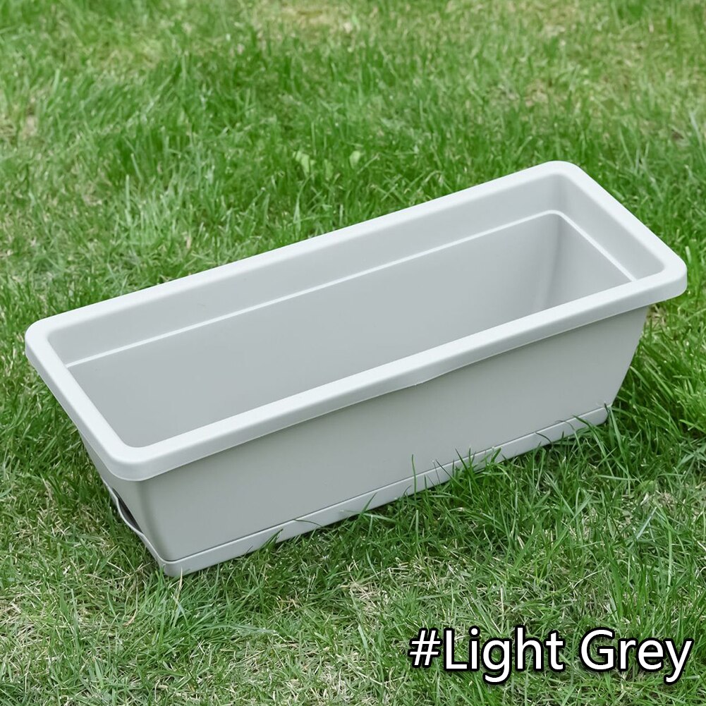 Rectangular Flower Pots with Tray Extra Large Planting Trough Family Balcony Planting Vegetables Planting Groove Plant Pot: Light Grey / L