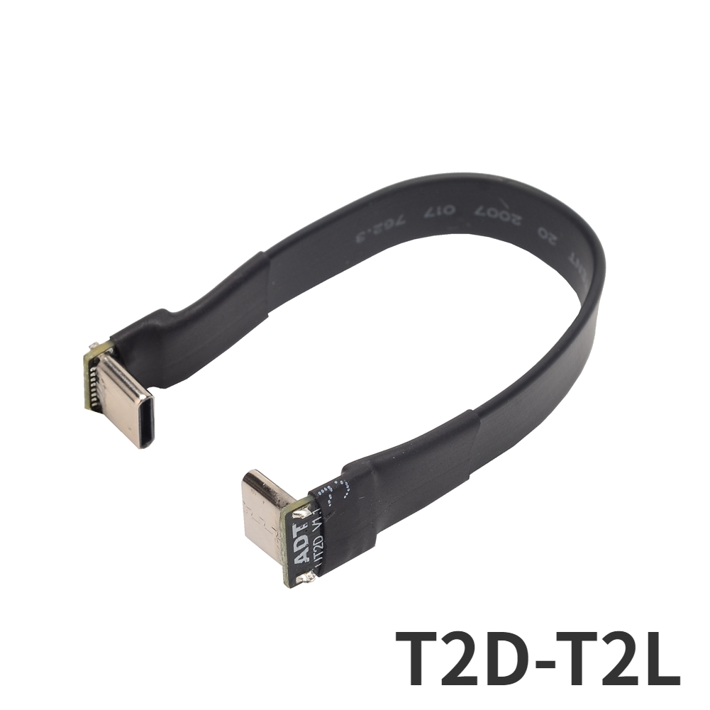 ADT 3A USB 2,0 tipo C Cable plano de cinta 90 USB 2,0 tipo C en ángulo Cable de datos de carga macho a hembra extensor USB FPC para PC TV: Rojo / 2 m