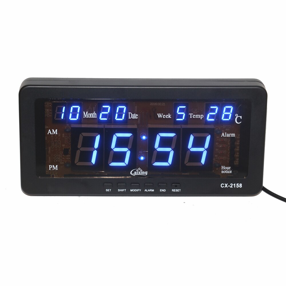 Electronic LED Alarm Clock with Date Temperature and Week Hourly Chime Table Desk Clock LED Digital Wall Clock for Living Room