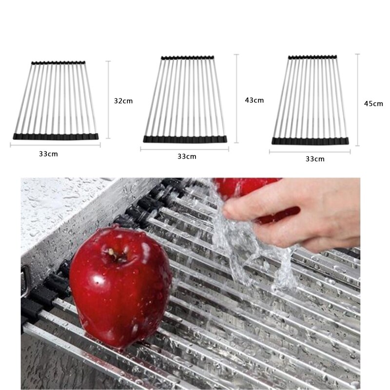 Dish Drying Rack Multi-Use Kitchen Drying Rack Over Sink Foldable Fruit Vegetable Meat Organizer Tray Drainer