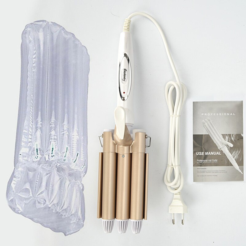 Hair Curler Curling Iron Hair Styling Tools Ceramic Triple Barrel Curling Wand Hair Waver Crimper 3 Barrel Curler: 22mm no box / UK