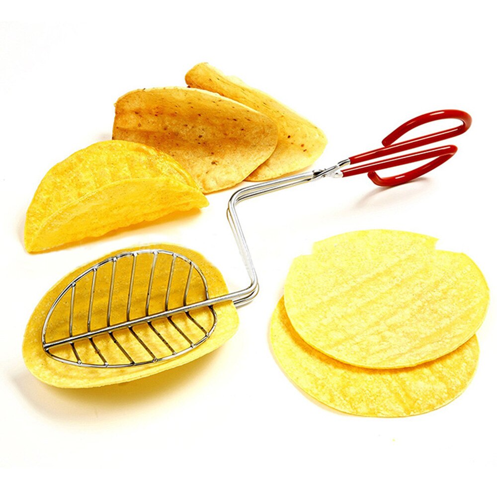 Rustfrit stål pandekage klip taco maker tortilla friture tang kartoffelchip pizza klip mad klip holdbart køkkenværktøj