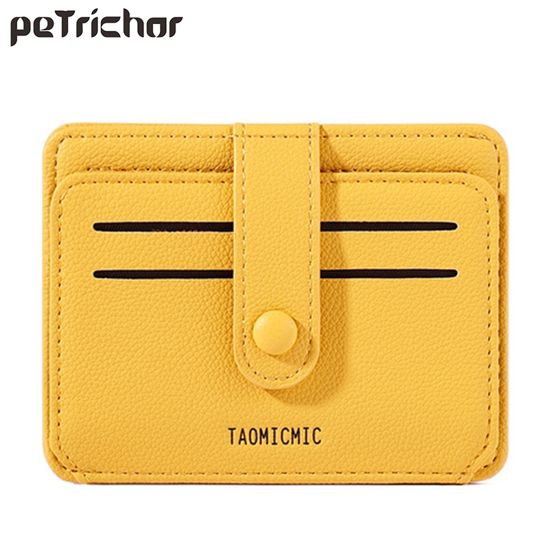 Soft Leather ID Card Holders Women Business Credit Card Holder Wallet Small Female Wallets Mini Coin Purse Pocket Yellow