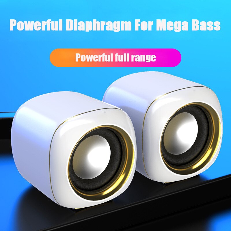 USB Wired Computer Speakers AUX Input Bass Reinforcement Mini Speaker for Laptop Desktop Phone 6W Media Loudspeaker