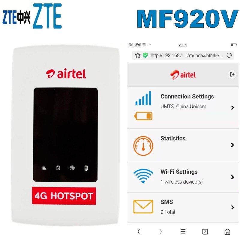 UNLOCKED ZTE MF920V 4G LTE WiFi Modem Router