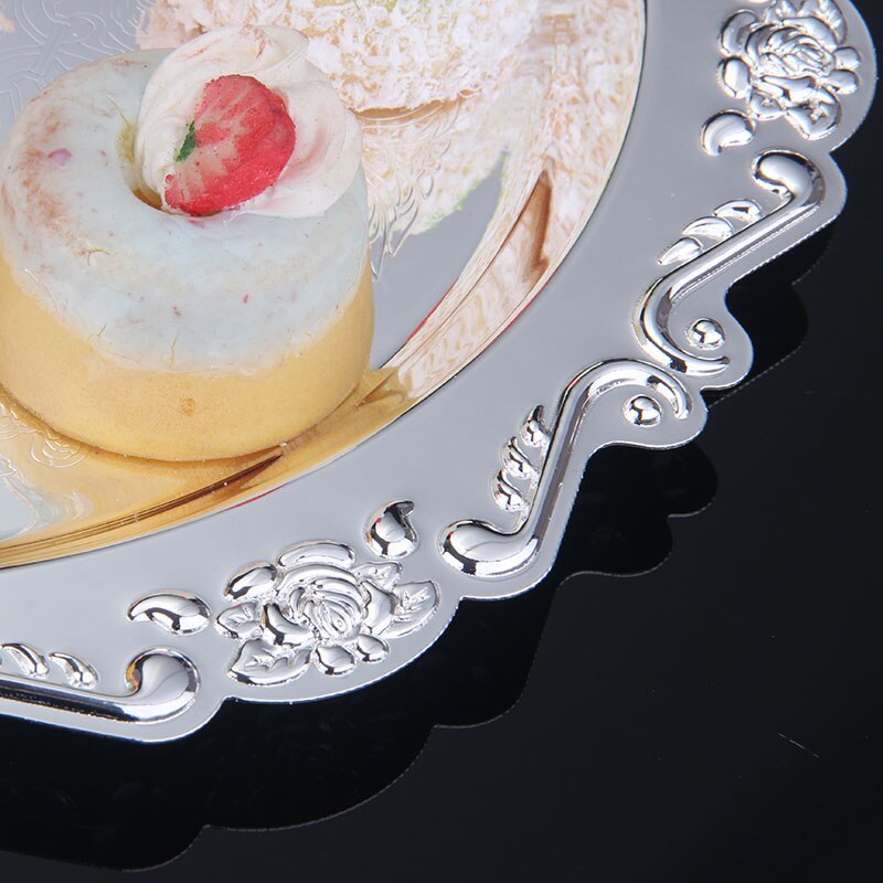 Silver Dessert Plates Cake Dish Cupcake Cake Stand Plate Fruits Tray Pallet Decoration Wedding Party Dishes Plates 09901