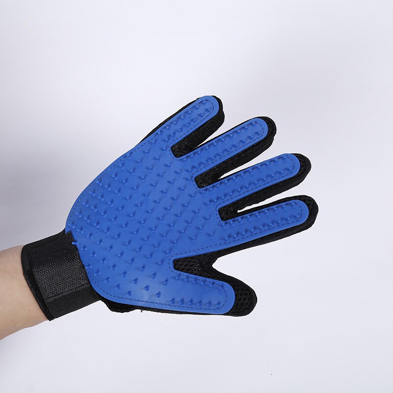 Luva de borracha para escovar animais de estimação, suave e eficiente, para banho, limpeza de gatos e cachorros: right hand / Azul
