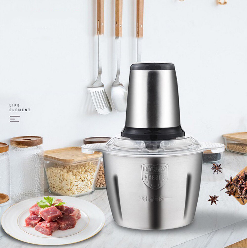 Electric Chopper Meat 2 Speeds 300W Stainless Steel 2L Capacity Food Chopper Food Processor for Meat Vegetables Fruits and Nuts