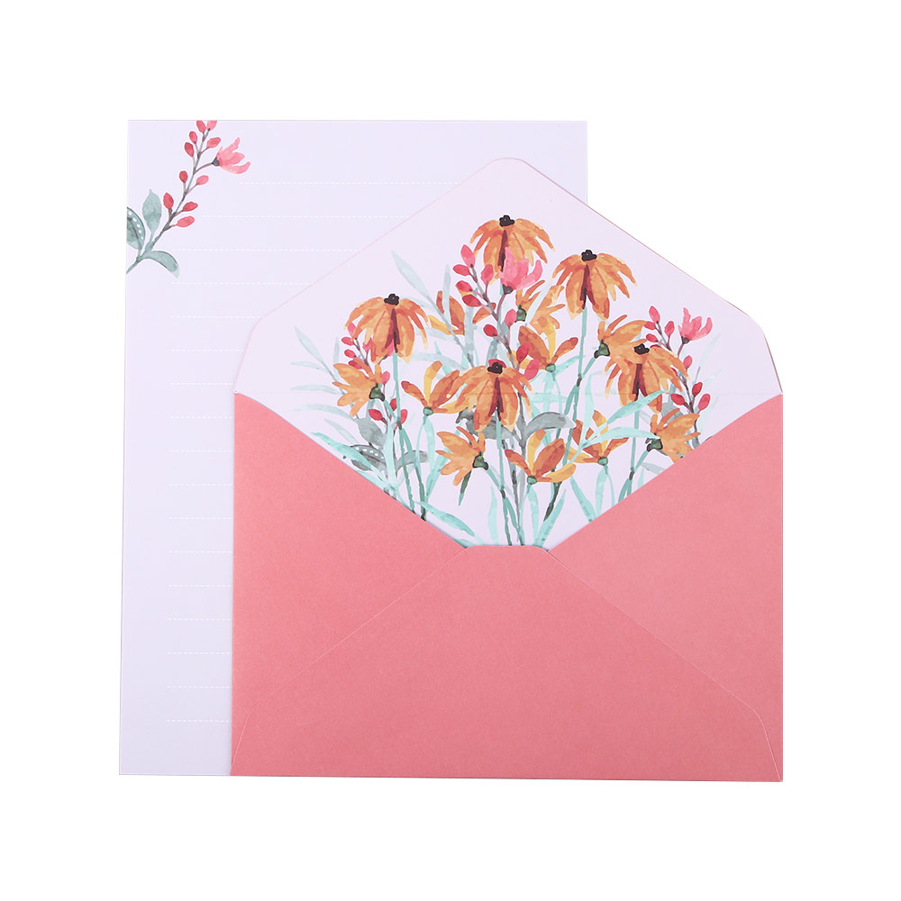 Skoleartikler papirvarer bryllupsinvitation fødselsdagsfest brevpapir skrivepapir lykønskningskort blomster kuvert: Lysegrå