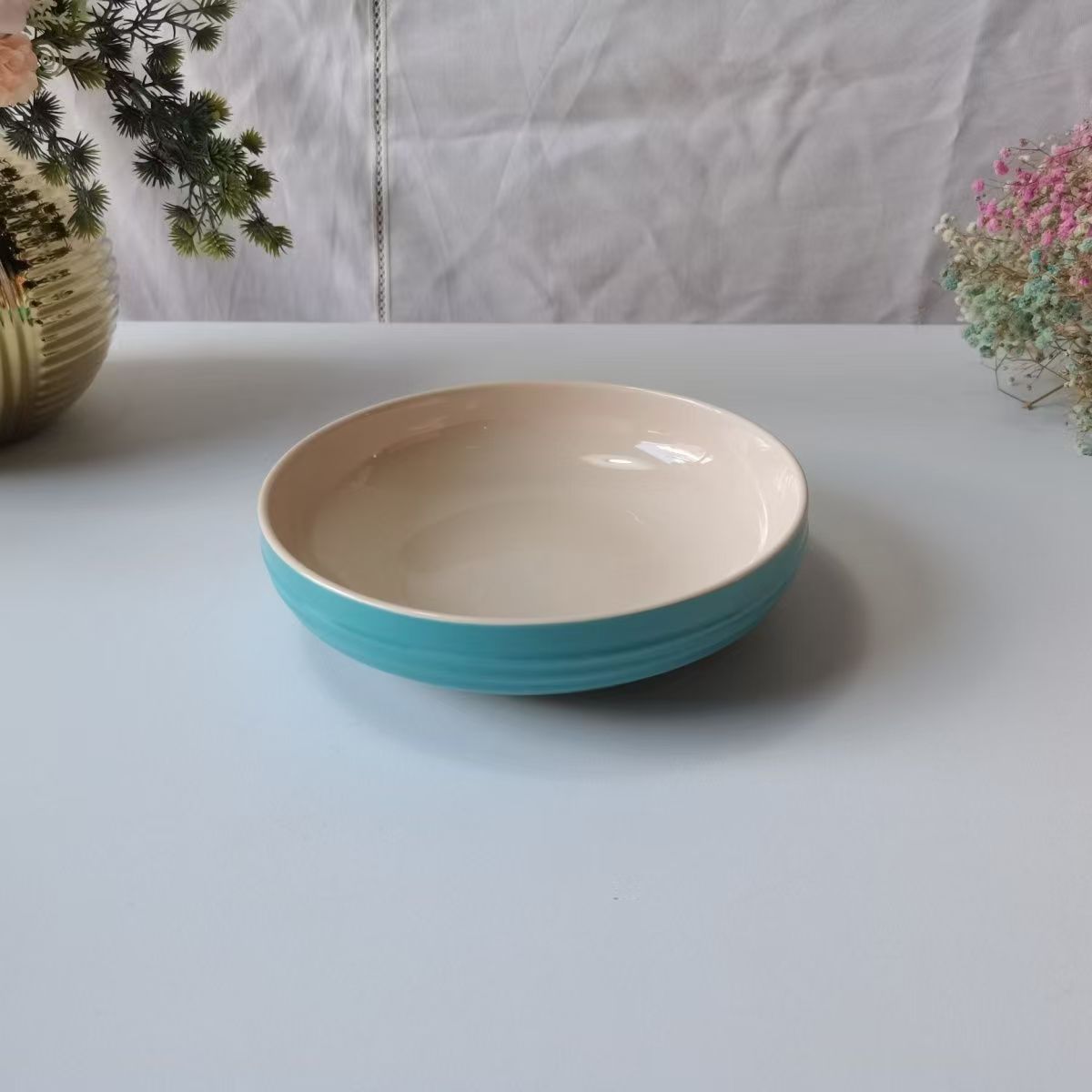 Französischer 8-Zoll-Teller mit tiefer Scheibe, gerührt gebratenes Gemüse, 20 cm Durchmesser, Höhe 5,5 cm, Teller, Haushaltsgeschirr: green