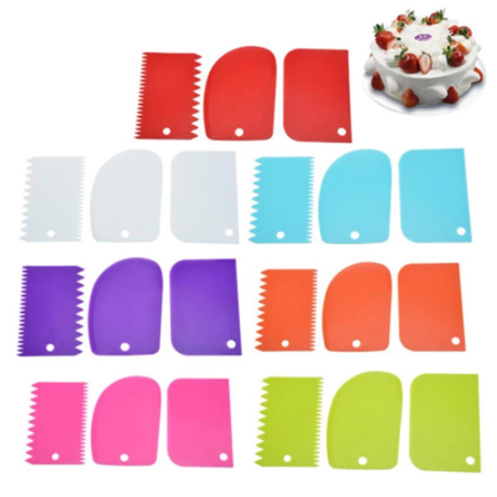 3Pcs/1Pc Deeg Cake Cutter Slicer Spatel Voor Cake Schraper Pasteuze Cutters Schraper Onregelmatige Tanden Rand diy Soepeler Tool