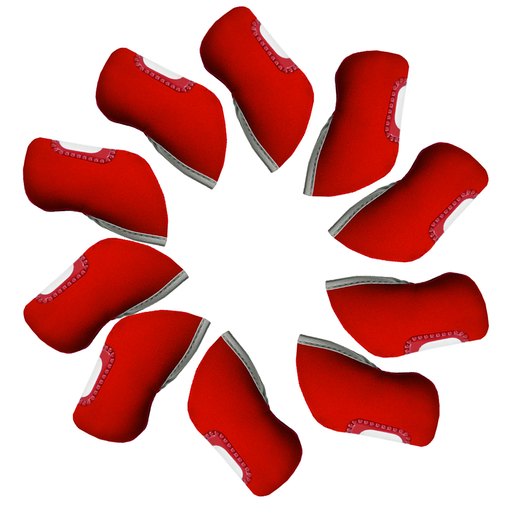10 Stks/set Golfclub Head Covers Golf Ijzeren Headcovers Guard Geen Nummer Zichtbaar Raam Mouw Cover Clubhoofdhoezen Past Op Alle Merken: Rood