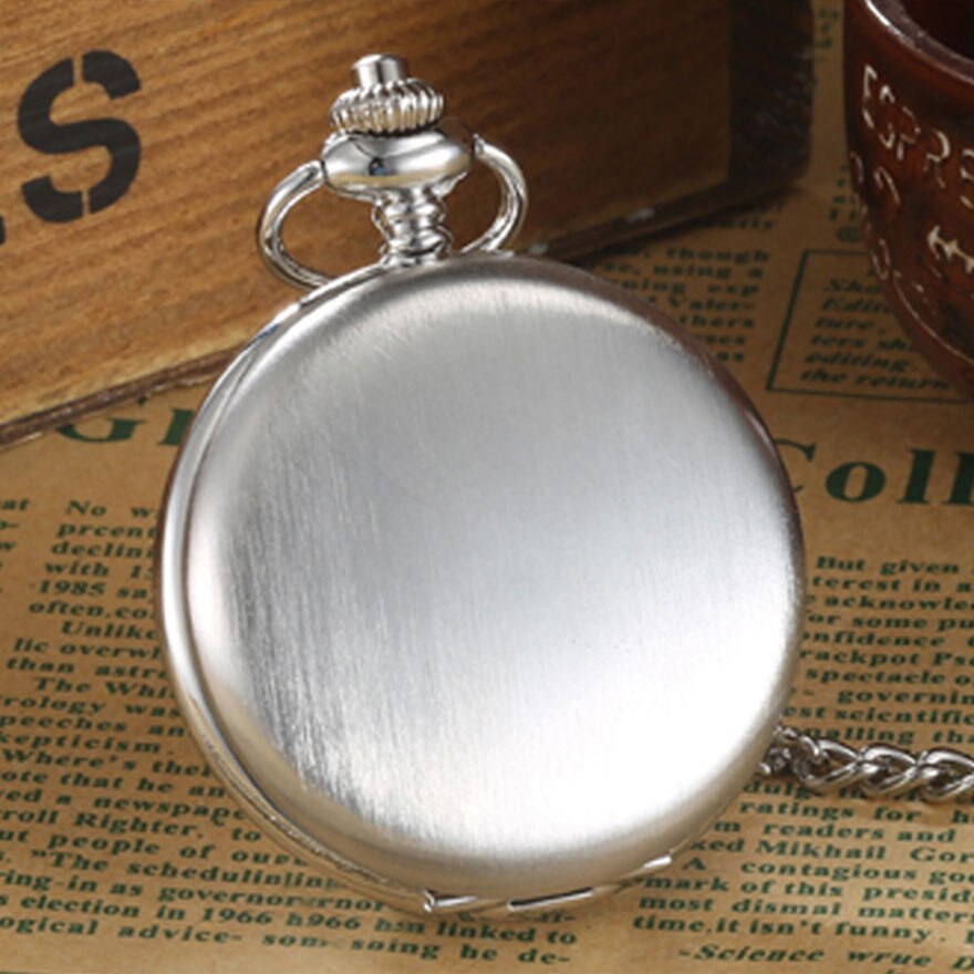 Reloj de bolsillo único negro liso Steampunk para hombre con cadena de collar Fob, relojes de cuarzo a la , reloj de para hombres y mujeres, reloj de bolsillo: Sliver Pocket Watch