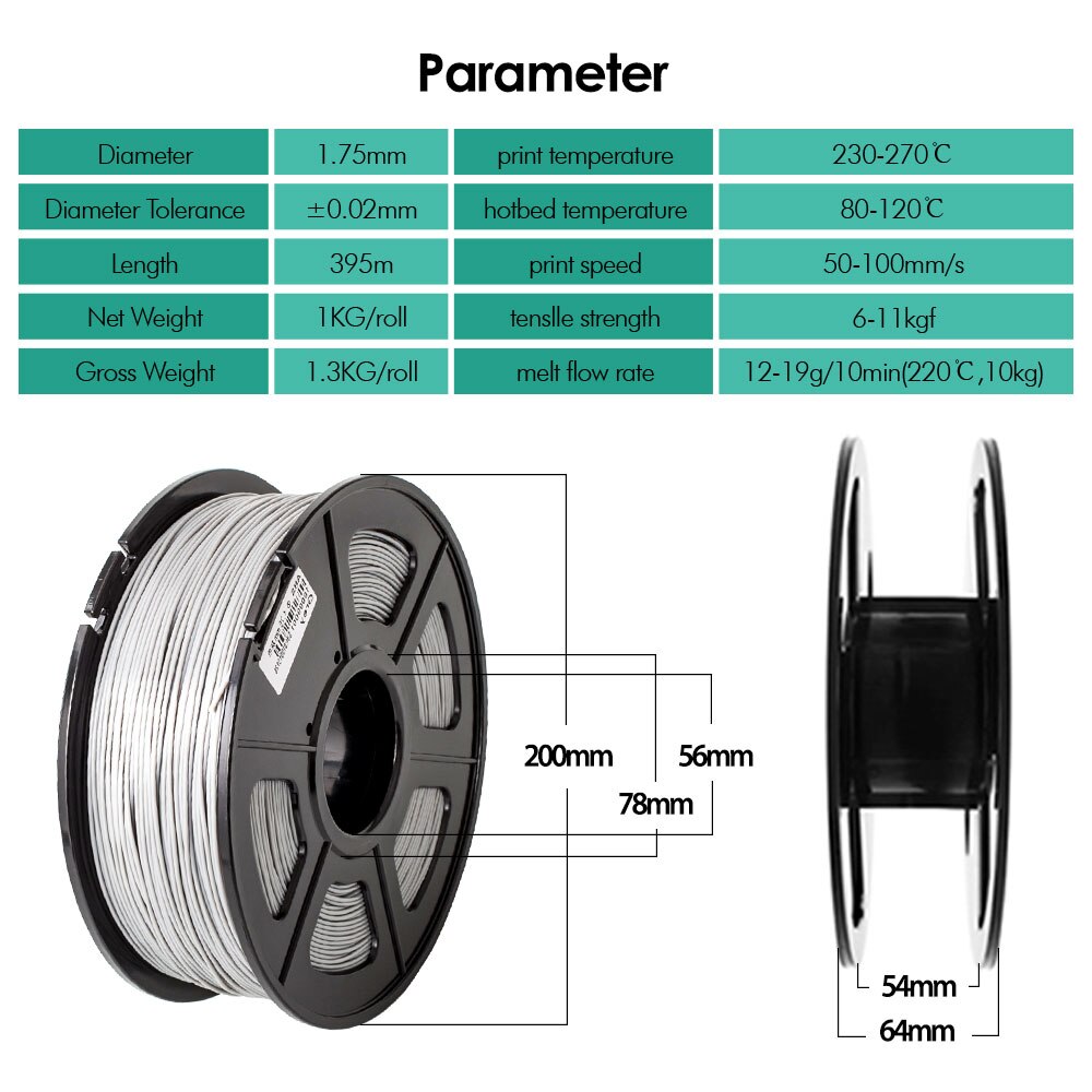 3D Printer ABS Filament 1.75mm For Industry 100% No Bubble Sublimation Blank Black White Grey ABS 3D Filament 1KG