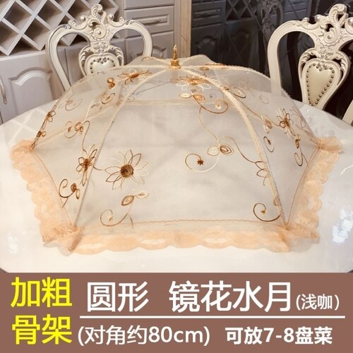 Dish cover good folding food cover dish cover large food umbrella cover lace: T13-80cm