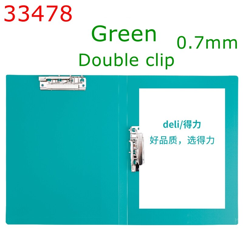 Deli 5301 5302 33478 A4 file folder single and double clip folder short long binder folder colorful folder: 33478-Green
