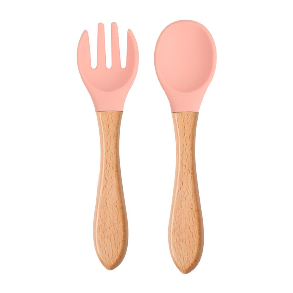 Baby Lepel Siliconen Houten Babyvoeding Lepel Accessoires Kinderen Verjaardagscadeautjes Veiligheid Kinderen Leren Eten Tool: Style L