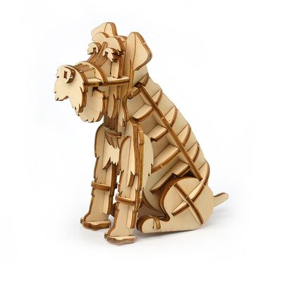 3D Calda FAI DA TE Animali Schnauzer Ippopotamo Tre-dimensionale Modello Assemblato Giocattoli di Legno Educativi Per Bambini di Puzzle Del Giocattolo Per Il Bambino