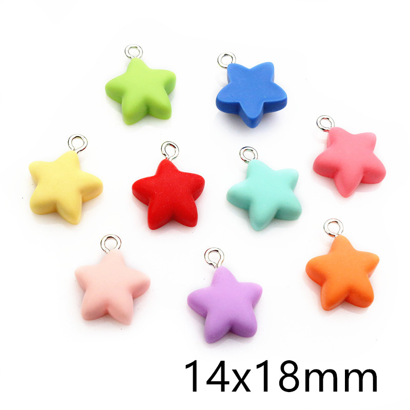 10Pcs colores aleatorios variados estrella corazón pastel amuletos resina brillo lindo collar llavero colgante DIY llavero haciendo Accesorios: Marrón
