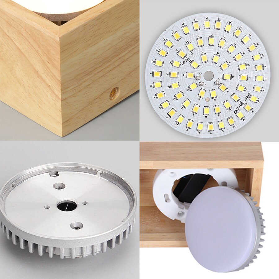 Adjustable Wooden LED Ceiling Light 9W 18W Surface Mounted LED Spotlight Bedroom Kitchen Dining Living Room Corridor Downlight