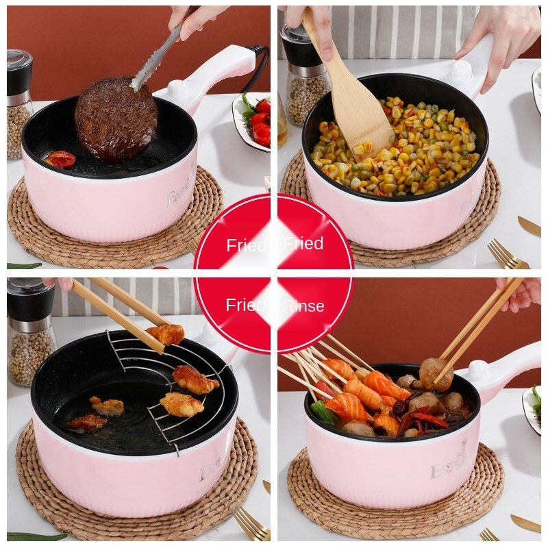 Electric cooker single handle electric pot student dormitory mini small electric frying pan long handle multi-functional