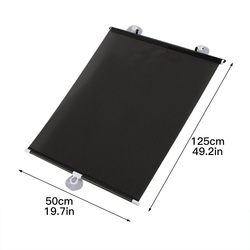 Anti-UV Protection Car Front Window Sunshade Automatic 50*125cm Heat PVC Gray/Black Universal Easy Installation