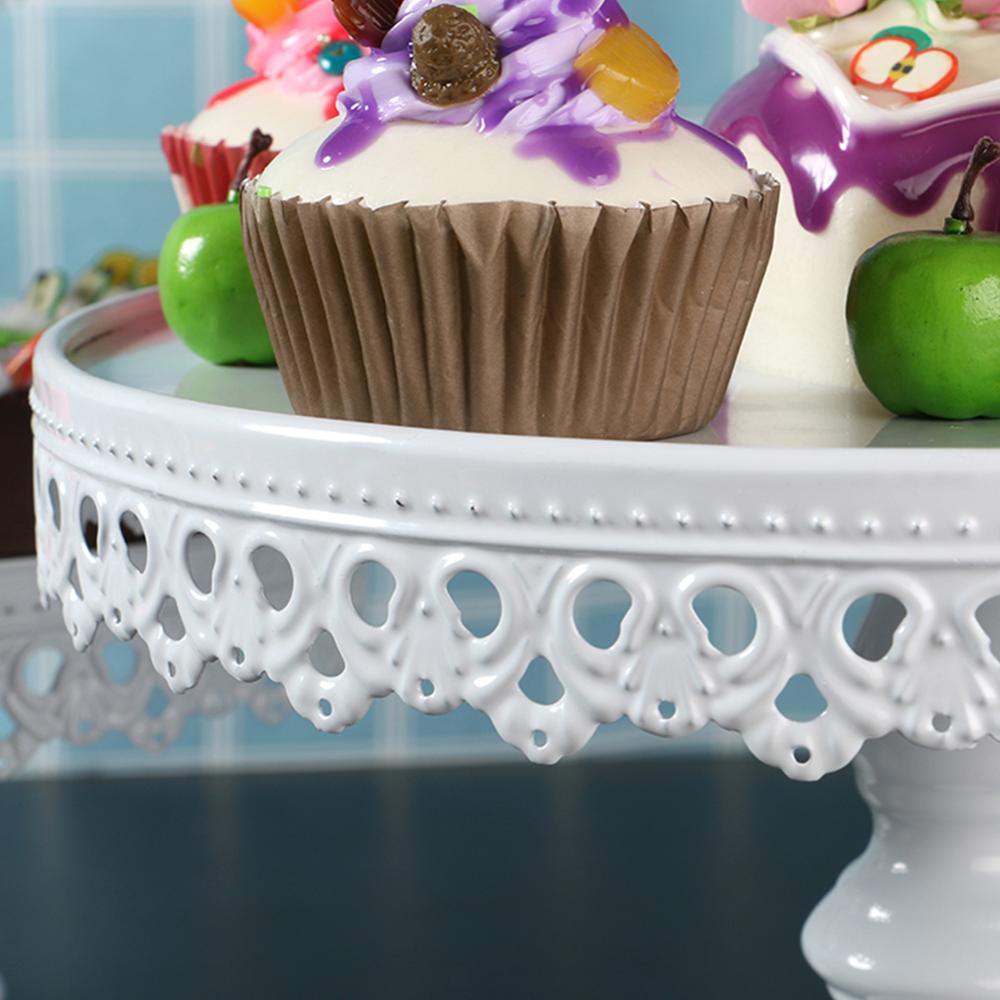 bases para postres Soporte metálico redondo para Tartas, soporte para postres, Base de hierro para cupcakes, placa de exhibición de Pedestal, blanco para suministro de decoración de tartas y fiestas de bodas