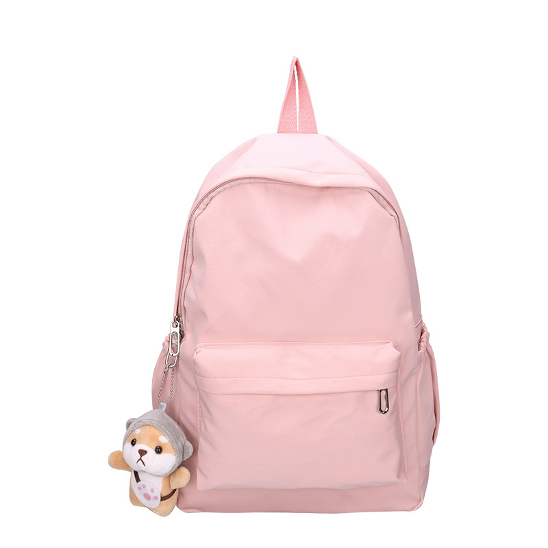Waterproof Nylon Women Backpack Female Travel Bag Backpacks Schoolbag for Teenage Girls Solid Color Bookbag: Pink