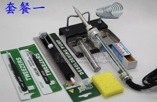 60 Watt DIY Elektrische Soldeerbout Soldeer Tool Kits, 7 delen pakket diy soldeer Natuurkunde gereedschap