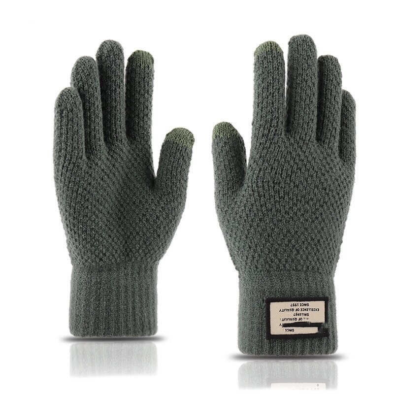 knitted warm touch screen gloves for men's autumn and winter thickened woolen gloves