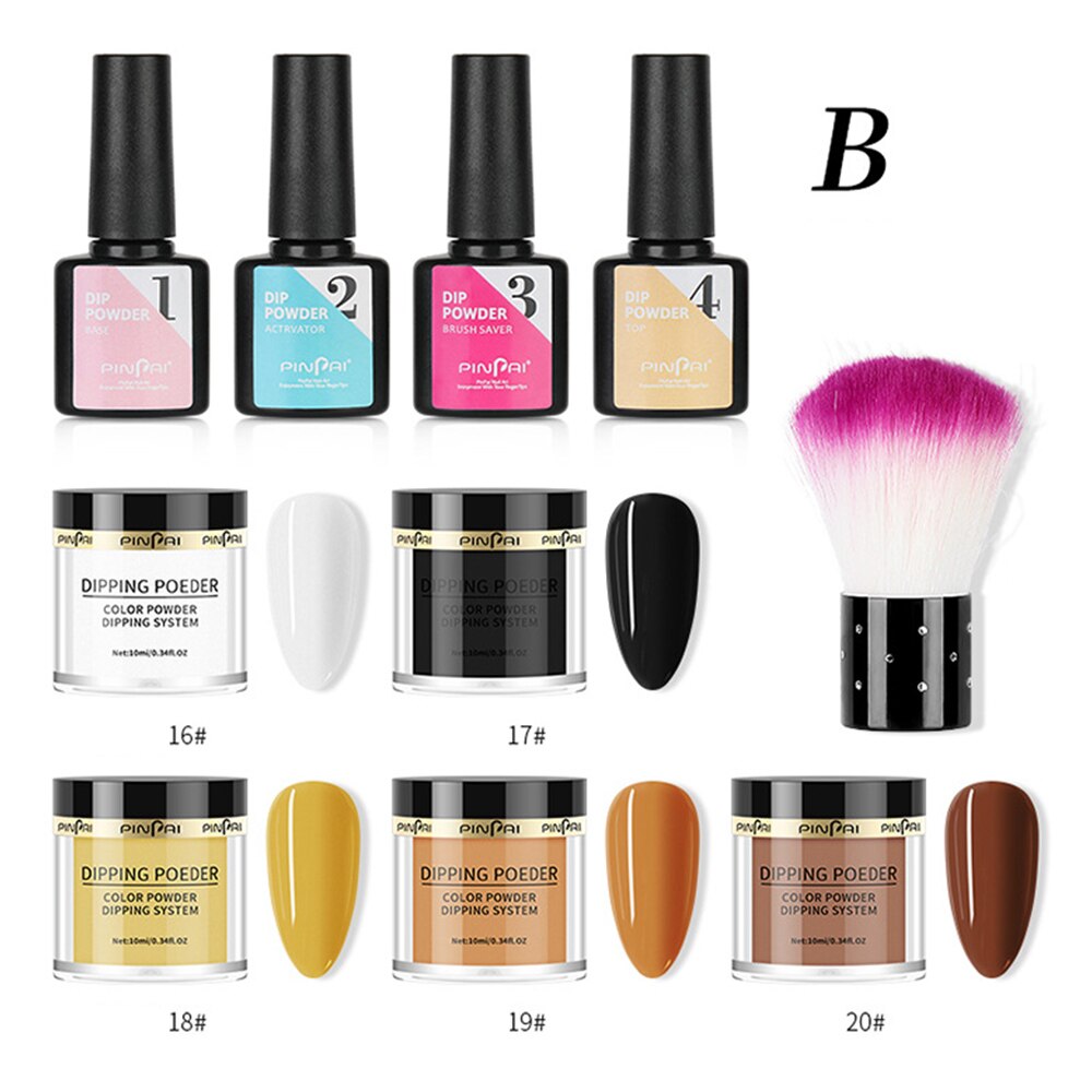 Kit de Inicio de polvo de inmersión en polvo para uñas, Kit de iniciación para uñas de estilo francés, Kit de polvo de inmersión portátil para uñas sin lámpara: type B