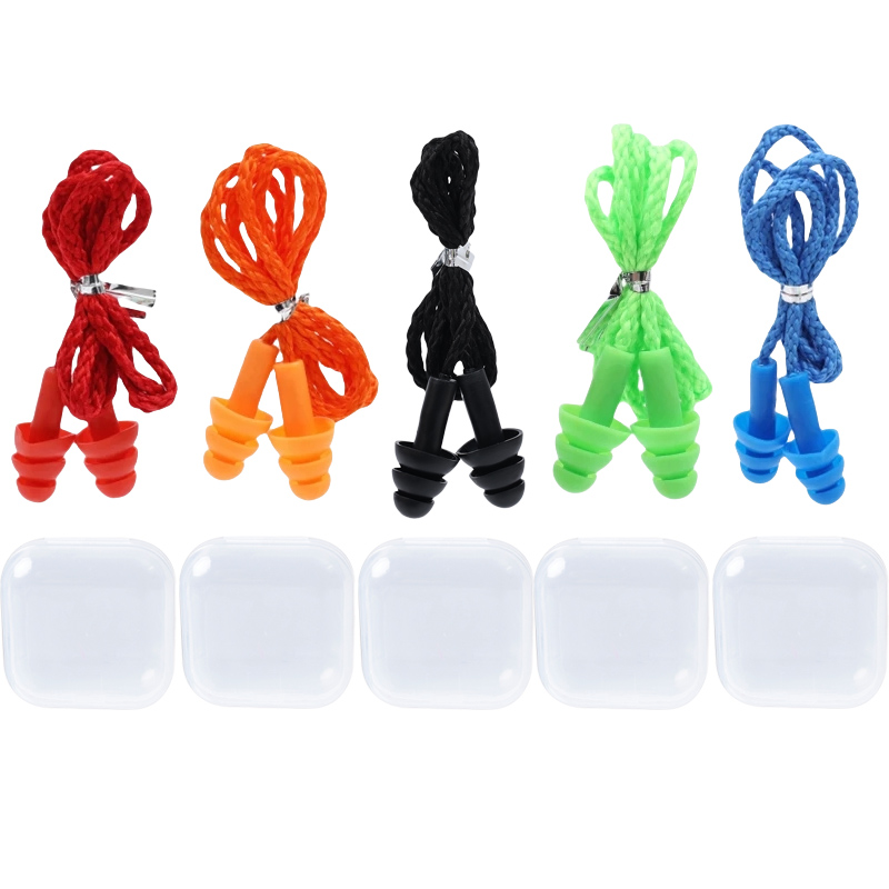 Tapones para los oídos antiruido suaves, tapones para los oídos con cable de silicona impermeables para natación, tapones para los oídos reutilizables antipérdida con protección auditiva de cuerda: S / Amarillo profundo