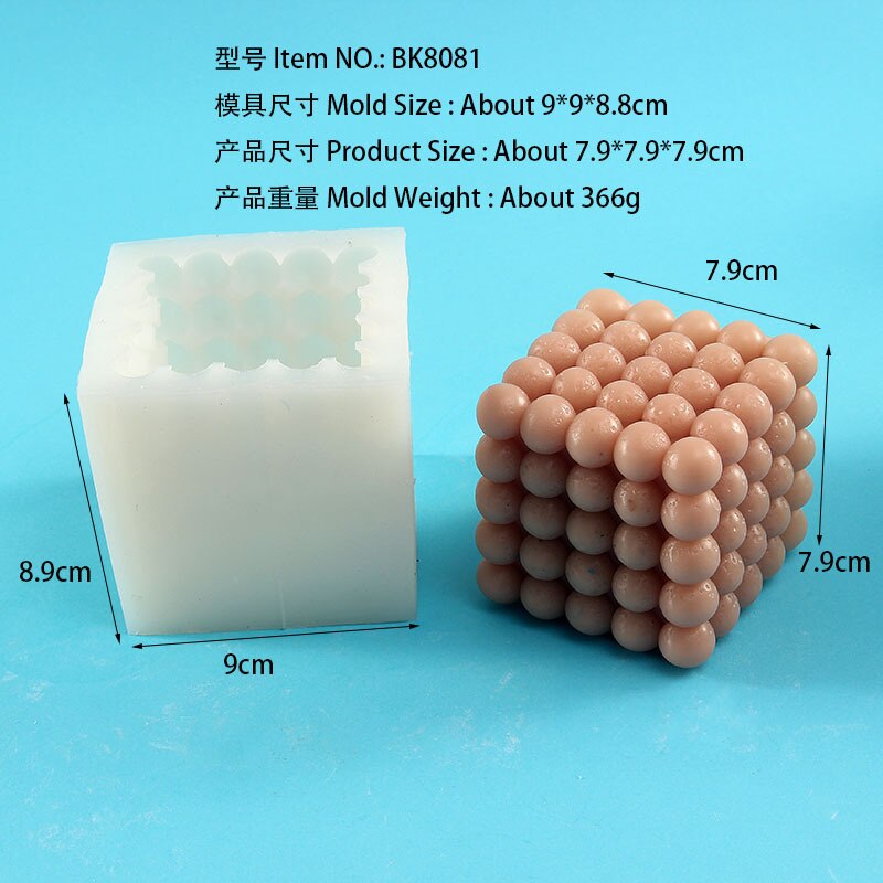Cubo de burbujas grande de silicona para decoración de escritorio, molde de vela hecho a mano de resina epoxi de yeso para aromaterapia: plum